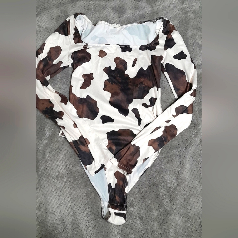 Long Sleeve Cowprint Bodysuit